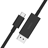 Belkin USB Type C - DisplayPort 1.4 Cable 6.6ft/2m, 32.4Gbps, 8K@60Hz or 4K@144HZ, HBR3, DSC, HDCP 2.2, DP Submode, Back