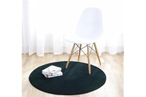 Fouriding Round Circular Area Rugs Solid Carpets Home Cozy Mat Bedroom Luxurious Floor Pads for Living Room (Dark Green, Diameter:2.6ft)