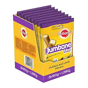 Pedigree Dog Treats, Jumbone Mini Adult Dog Treat, Chicken & Lamb - 160 g (Pack of 6)