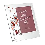 Diamante Champagne Glasses Ruby 40th Wedding Anniversary Glass Photo Frame 7.5" x 6.5" WG45440