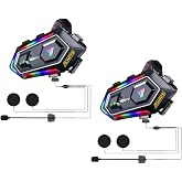 2 ADET Y20 MAX Telsiz &Ouml;zellikli 5.3 Motosiklet Kask Kulaklık Intercom RGB Motorsiklet Interkom