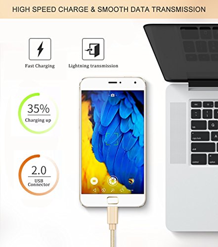 Cable Micro USB 2 0 Quntis 2 Pack C  ble en Nylon Tress   2M charge Rapide pour T  l  phones Samsung Galaxy HTC Nexus LG Motorola Huawei Kindle et aut