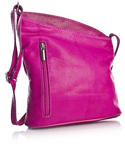 BHBS Bolso Pequeño para Dama tipo Bandolera en Auténtica Piel italiana Venenzi (V114 Magenta Pink)