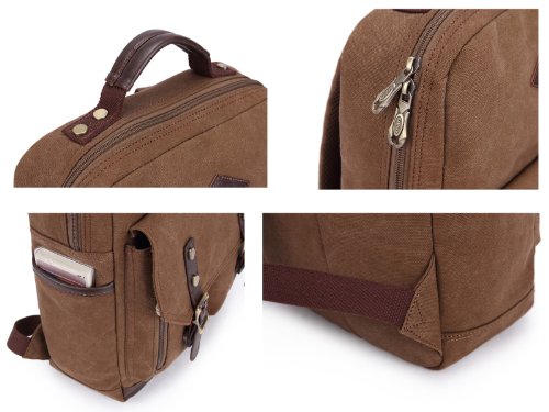 Vintage Canvas Laptop(15 Zoll) Rucksack Schultasche Unitasche,29 x 43 x 12cm(B x H x T) Schwarz - 8