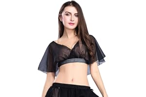 ROYAL SMEELA Haut Danse du Ventre Vêtements de Danse Sexy Haut Costume Danse Orientale Femme Couleur Bonbon Entraine toi Hauts en Mousseline Haut Court Haut de Danse Orientale Vêtements de Pratique