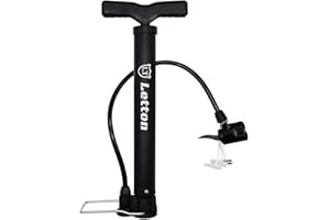 LETTON Portable 120PSI Bike Floor Pump, Mini Air Pump with Reversible Presta & Schrader Valves, Ultra Lightweight & Multifunction Ball Needle, High Pressure Anti-Leak System, Easy Pumping, Manual