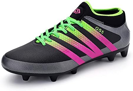 Men's Football Boots AG Spike Microfiber Cleats Adult and Teenagers Profession Athletics (8 UK, Black)