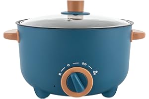 BAZARGAME Olla eléctrica de 3 L con función de mantenimiento del calor, sartén multifunción portátil, olla de sopa rápida, antiadherente, olla caliente (azul)
