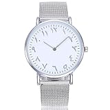 Gaddrt Uhren Quartz Uhr Vansvar Casual Quartz Edelstahl Band arabische Zahlen analoge Armbanduhr (Silber)