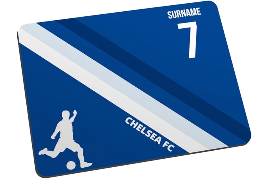 Personalised Colour Stripe Mouse Mat for Chelsea fans, great for Blues football supporters, fabric top, non slip mouse pad 5mm thick