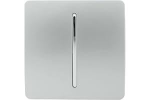 TRENDI SWITCH Trendi 1 Gang 2 Way 240V Screwless Raised Front Plate Plastic Artistic Modern Glossy 10 Amp Chrome Rocker Single Electrical Wall Light Switch Platinum Silver - ART-SS2SI