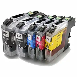 Generic 5 Ink Cartridges Compatible with Brother LC203BK LC203C/M/Y MFC-J5520DW J5620DW