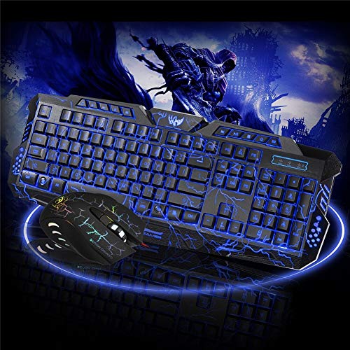 Preisvergleich Produktbild Gaming-Tastatur, dreifarbiges, hintergrundbeleuchtetes, kabelgebundenes Tastaturset, Rainbow LED, Multimedia-Kurzwahltasten, englische Version, russische Version,Russianversion