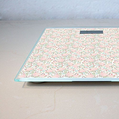 banjado – Personenwaage digitale Körperwaage 30cm x 30cm aus Glas mit Motiv Rosa Rose Muster - 3
