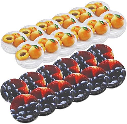 COM-FOUR® 24x Replacement lid for jam Jars"Fruit" - Screw lid for Lintel Jars and Mason Jars - to 82 mm (024 Pieces - to 82 mm Fruit Mix 4)