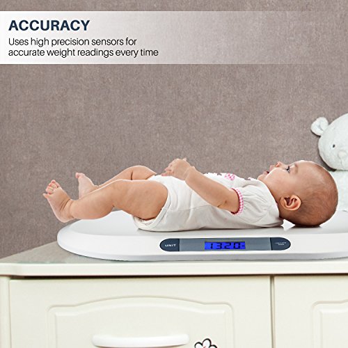 Smart Weigh Digitale Babywaage mit großem hintergrundbeleuchteten LCD-Display, 3 Wägemodi und Tara-Funktion, 20 kg/44 lb - 5