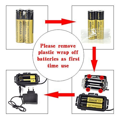 Boruit Led stirnlampe kopflampe Scheinwerfer LED nachladbare 2 in 1 abnehmbarer 3 * T6 LED-Scheinwerfer-Fahrrad-Licht bewegliches wasserdichtes 4 Brilliant Methoden Leuchtturm Brennerkopf für den Außenreitnachtangeln Camping Wandern Laufen Radfahren Scaling Walk – Charger EU - 5