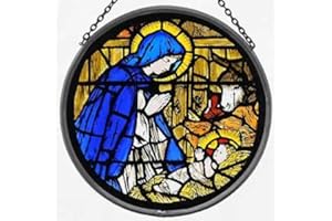WINGED HEART PRESENTED BY CELTIC GLASS DESIGNS Stained Glass Window Sun Catcher/Roundel in a Madonna and Child Design.