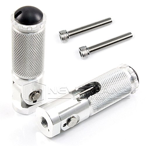 Aridox(TM) CNC Universal Motorcycle Bike Folding Footrests Foot Rests Pegs Rear Pedals Set Silver C20