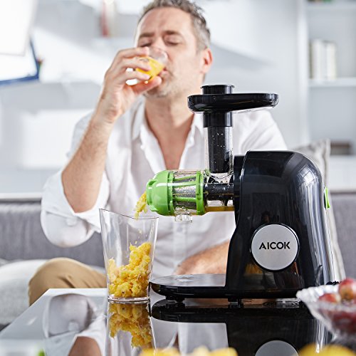 Aicok Slow Juicer Entsafter mit Geringer Lautstärke, Leichter Reinigung, Reverse Funktion, Maximaler Nährstoffextraktion Inklusive Reinigungsbürste - 9