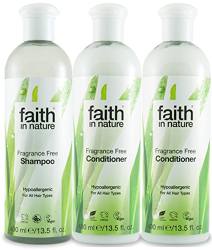 Faith In Nature Fragrance Free Shampoo & 2 x Conditioner Trio