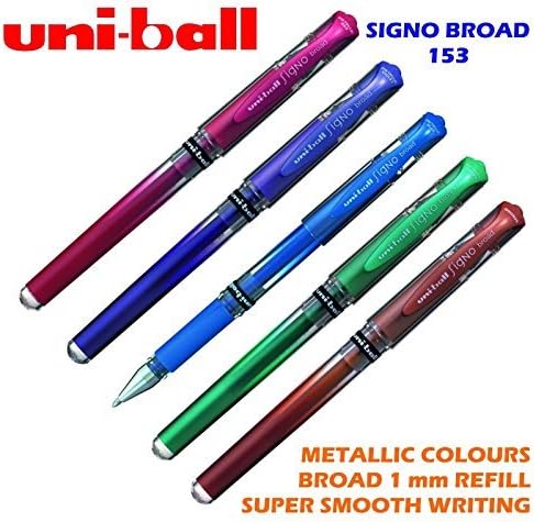 1X UNI-BALL GEL INK SIGNO 153 ROLLER BALL PEN (broad) 5 METALLIC COLOURS SMOOTH (Bronze)