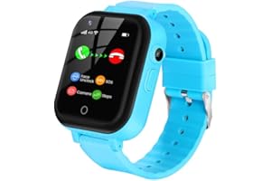 EURHOWING Kinder Smartwatch, Kinderuhr mit GPS und Anruf Funktion, Telefon Uhr für, Taschenlampe Kamera SOS Touchscreen, Telefonuhr Kids Smart Watch Wecker Geschenk Mädchen Junge, Blau, one Size