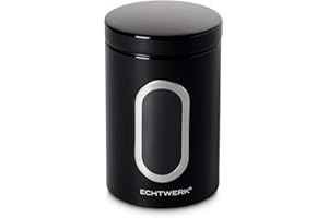 Echtwerk bote con ventana para conservar alimentos como harina, azúcar, muesli o té, 1,4 L, negro, Acero, 17.5