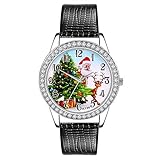Armbanduhr Damen Ronamick Damen uhr Weihnachten Diamant Lederband Analog Quarz Vogue Armbanduhren Gif Armband Armbanduhr Uhr Uhren(BK)