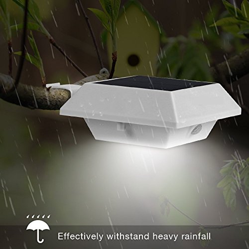 200LM LED PIR Sensor Solarlampe Drahtlos Kaltweiß 7000K Solarleuchte Solar Leuchte Lampe mit Bewegungsmelder Wasserdicht Sicherheit Licht für Garten, Outdoor, Terrasse, Haus, Auffahrt, Treppen, Zaun etc(Weiß 4-pack) - 7