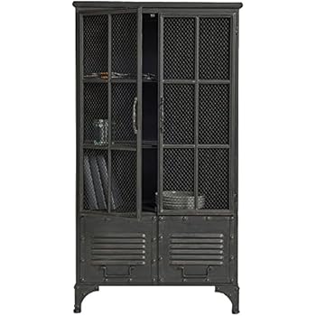 milanari Metall-Vitrine Schrank Industrial Style "Hardo" schwarz 105 x