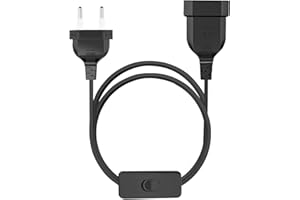 VIEVRE Kabel przedłużający z przełącznikiem - wtyczka euro 2,5 A, 250 V, 0,75 mm², kabel do lampy, kabel euronowy, kabel zasilający z wtyczką (czarny