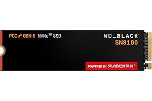 ‎WD_BLACK WD_Black SN8100 2 TB PCIe 5.0x4 NVMe M.2 SSD (Lesegeschwindigkeiten von bis zu 14.900 MB/s, Schreibgeschwindigkeiten von bis zu 14.000 MB/s, TLC 3D CBA NAND) - Powered by SANDISK