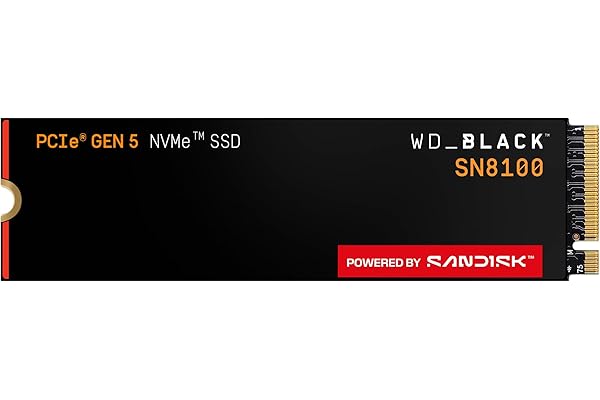 WD_Black SN8100 PCIe Gen 5, NVMe SSD 2 to (Jusqu'à 14 900/14 000 Mo/s Vitesses de Lecture/d’écriture séquentielle, M.2 2280, Next Gen TLC 3D CBA NAND, Jusqu'à 1 200ToW) Powered by SANDISK
