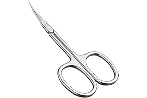 CGBE Professionelle Nagelhautschere Extra Fein mit Gebogener Spitze, Runder Griff, Hautschere Extra Scharf aus Edelstahl, zum Präzisen Kürzen Entfernen von Nagelhaut, Augenbrauen und Wimpern, Silber