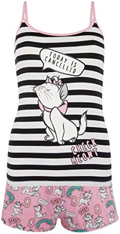 Ladies Girls The Aristocats Cami PJ Set Pyjama Shorts &amp; Vest Top (L UK 14-16)