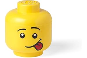 ROOM COPENHAGEN LEGO Storage Head Small - Winking - Polypropylene Storage Box with Lid for Kids' Toy Storage Stackable Organizer and Fun Storage Solution Toy Box