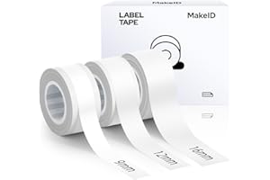 MakeID Nastro per Etichette Compatibile con L1/Q1/E1, Etichette Autoadesive 9/12/16mm Bianco