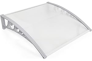HUOLE Toldo Puerta, Toldo Ventana Lluvia Nieve Refugio Frente Porche Sombra Exterior, Techo terraza, Entrada Marquesa Solar Puerta Anti-Suelo Refugio Protección Policarbonato (80 * 120cm)