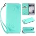 Produktbild Nancen Huawei P9 (5,2 Zoll) Handyhülle, Luxus Mint grün Prägung Schmetterling und Blume Muster Flip Case PU Leder Tasche Ledertasche Etui Protective Schale Bookstyle Schutzhülle mit Standfunktion