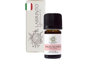 Olio Essenziale Salvia Sclarea puro alimentare Italiana Il Labirinto Officinale - Oli Essenziali Naturali - Olio essenziale per Diffusori e Umidificatori, Aromaterapia - Vegan - 5ml