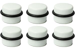MSGsl - Topes puertas madera BLANCO con adhesivo - No requiere adhesivo adicional - 6 Ud tope puertas para proteger puertas y paredes, tope puerta suelo forma Seta, medidas 32x29 mm (6, Blanco)