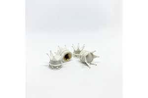 TAHOES LUXE TAHOES Juego de 4 Tapones de válvula de Corona para Coche, Motocicleta y Bicicleta (Blanco)