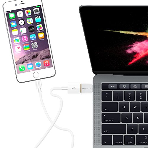 HomeSpot USB-Typ C Mini-Adapter, konvertiert USB-C Geräte auf USB-A, 56K Widerstand, ideal für Macbook Pro2016, iPhone, iPad, ChromeBook Pixel, Nexus 5X, Nexus 6P, OnePlus 2, LG V20 (weiss (4Stk- Sparpack) - 4