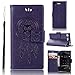 Price comparison product image BCIT Sony Xperia XZ1 Compact Flip case - [Owl Pattern] Luxury Genuine Real Leather Flip Case Wallet with Card Slots and Wallet Stand For Sony Xperia XZ1 Compact - Purple