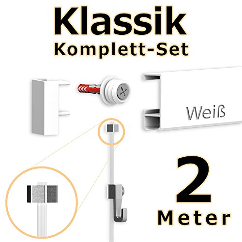 Bilderschienen Galerieschienen – Komplett Set 2 Meter in weiß von Hang-it – Bilderschiene inklusive Zubehör - 2