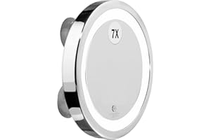 MACOM Sensation 211 Solar Specchio Ingranditore Cosmetico per Trucco, Ingrandente 7x con Luce Led e Ventose, Diametro 18 cm