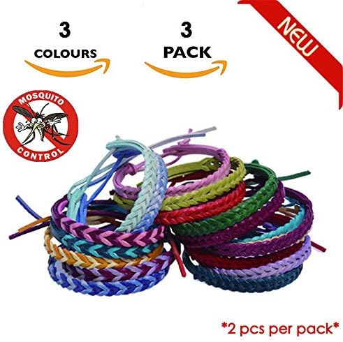 Mosquito Repellent Bracelet Premium Fashion Leather Bracelets 6 Bracelets (3 packs) 3 Multi Colours Insect repellent bands. Stylish Leather Bands, Long Protection Against Mosquitoes & Insects.Insect Protection Wrist Bands Deet Free No Spray By Fashionikon