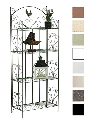 CLP Étagère Pieghevole MIA in Ferro - Scaffale Libreria Decorativo 4 Ripiani H 153 cm I Scaffale Cucina Étagère a Muro Stile Rustico I Portafiori Fioriera Romantica Verde Antico