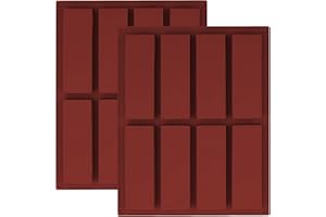 YXHZVON 2 PCS Moules Pour Barres De Céréales, Moule Silicone Rectangulaire 8 Cavités pour chocolat, truffe, ganache, pain, muffin, brownie, pain de maïs, cheesecake et savon